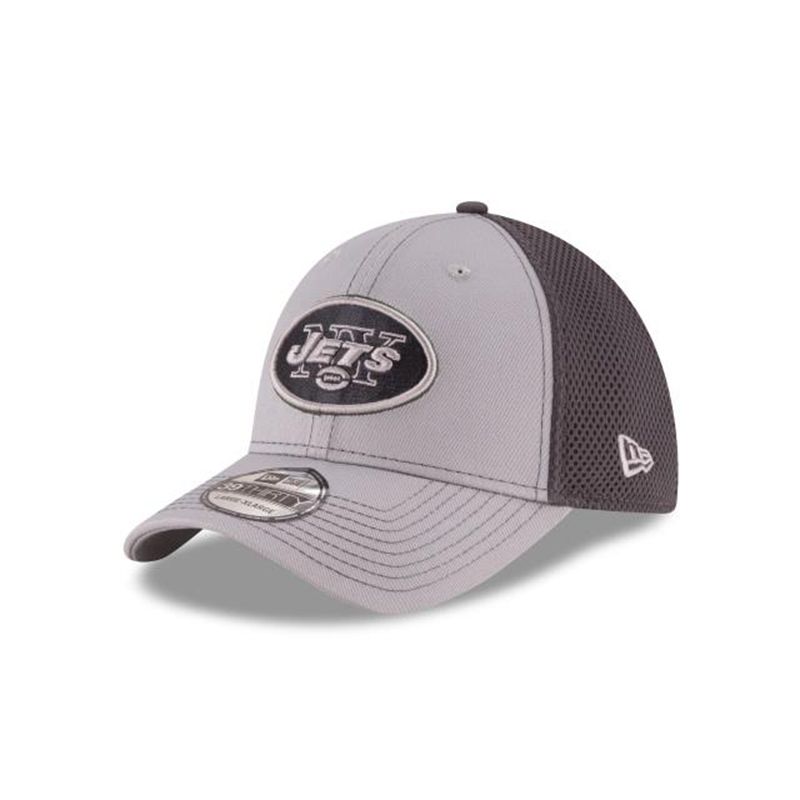 NFL New York Jets Grayed Out 39Thirty Stretch Fit (AWD4272) - Grey New Era Caps